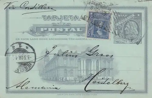 1908: post card Santiago to Heidelberg