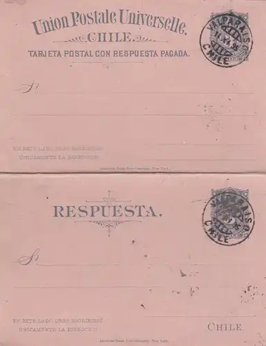 1895: post card with response card Valparaiso