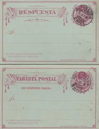 1896: post card with response card Valparaiso