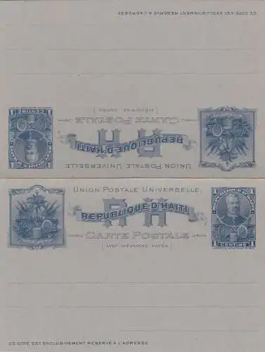 Haiti post card with response card, unused