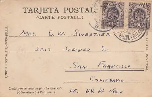 Post card Aguador Mexico to San Francisco