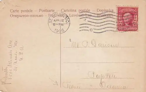1906: St. Louis, post card Broadway to Tahiti