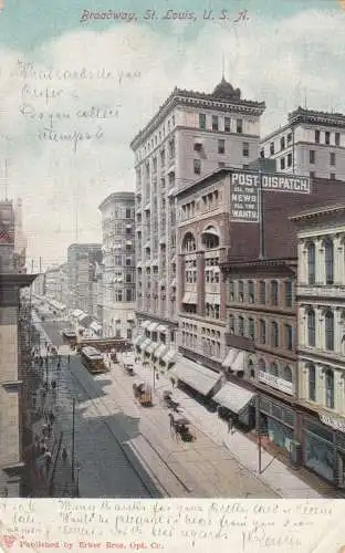 1906: St. Louis, post card Broadway to Tahiti