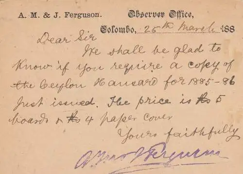 1886: post card Colombo