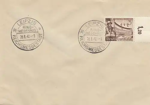 Blanko Certificat spécial de timbre 1940: Leipzig: Reichsmessestadt, Messe Leipzig