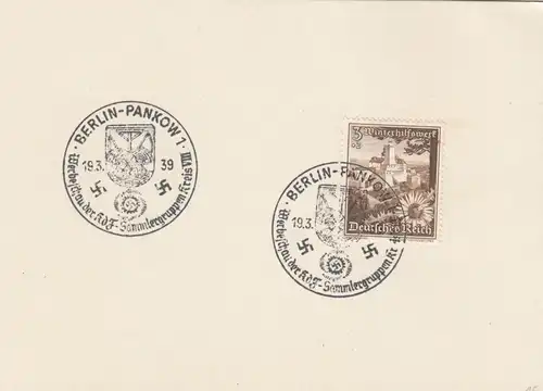Blanko Certificat spécial de timbre 1939: Berlin: Bildungsau d. kdF Groupe de collection