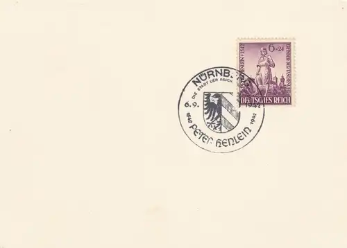 Blanko Tampon spécial 1942: Nuremberg: Peter Henlein, Die Stadt d. Reichs.