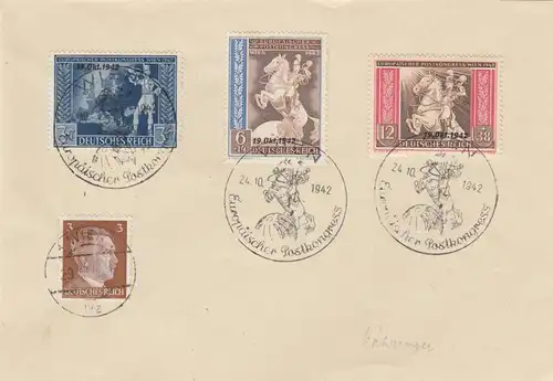 Blanko Certificat spécial de timbre 1942: Vienne: Congrès post-postal européen 24.10.1942