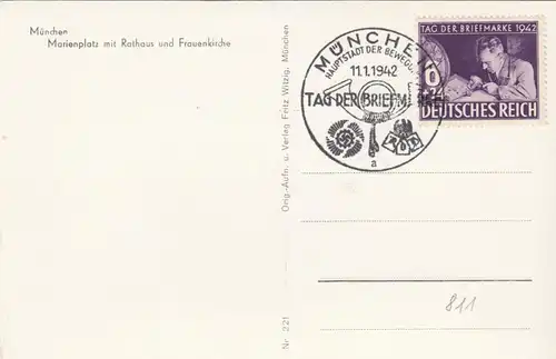 Blanko Sonderstempelbeleg 1942: München: Tag d. Briefmarke, Hauptst. d. Bewegung