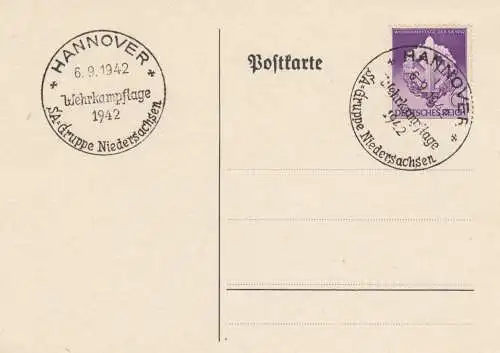 Blanko Sonderstempelbeleg 1942: Hannover: SA-Gruppe Niedersachsen, Wehrkampftage