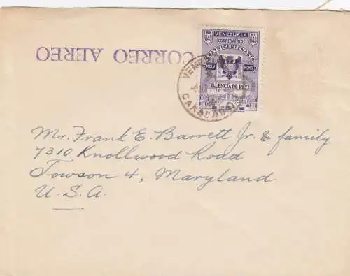 air mail Caracas to Towson, Maryland