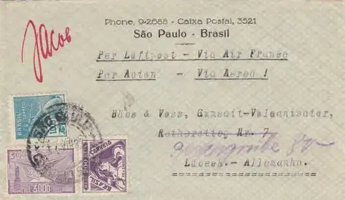 1935: 3x covers Sao Paulo to Lübeck, Düsseldorf, Radebeul