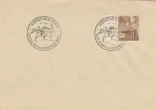 Blanko Certificat spécial de timbre 1943: Munich: Prix alpin allemand 1943