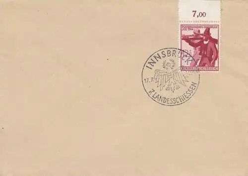 Blanko Sonderstempelbeleg 1944: Innsbruck: 7. Landesschießen 17.7.