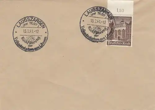 Blanko Certificat spécial de timbre 1941: Lugszargen: Retour d. Volksdeutsche Lita.