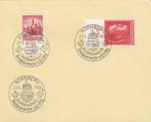 Blanko Sonderstempelbeleg 1938: Nürnberg: Deutschlandreise Reichsverweser Horthy