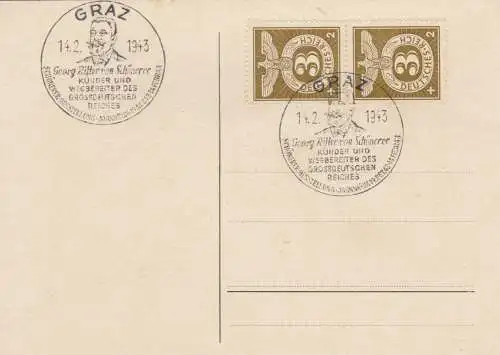 Blanko Sonderstempelbeleg 1943: Graz: Georg Ritter v. Schönerer Ausstellung
