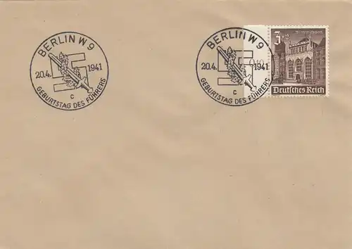 Blanko Certificat spécial de timbre 1941: Berlin: anniversaire du Führer