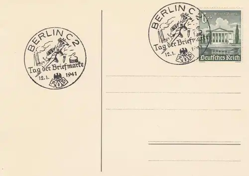 Blanko Certificat spécial de timbre 1941: avion Berlin C 2: jour du timbre 12.1.4.1