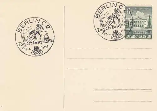 Blanko Sonderstempelbeleg 1941: Flugzeug Berlin C 2: Tag der Briefmarke 12.1.41