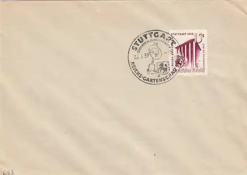 Blanko Certificat spécial de timbre 1939: Stuttgart: Reichs-Gartenschau, Ville d'étranger.
