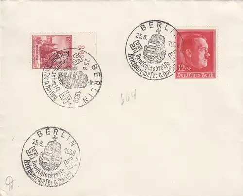 Blanko Certificat spécial de timbre 1938: Berlin: voyage de l'Allemagne Reichsverweser Horthy