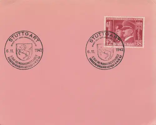 Certificat spécial de timbre blanc 1942: Stuttgart: 5ème jour du Grand Marché des Timbres