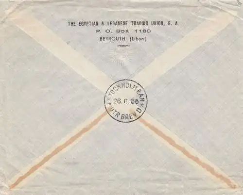1955: air mail Beyrouth to Stockholm