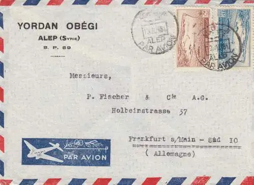 1951: air mail Alep to Frankfurt.