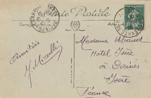 Post card 1923 Alger to France.