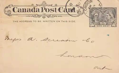 Canada post card to Londres. .