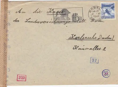1943: Basel to Karlsruhe, censor