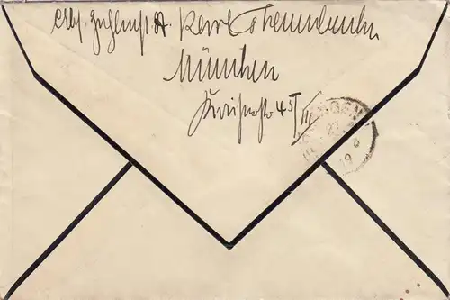 Eilboten Brief München nach Erlangen, Trauerbrief