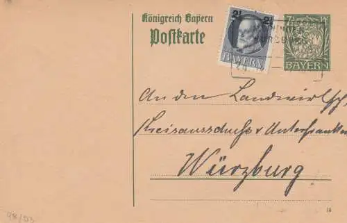 Postkarte Meiningen-Würzburg