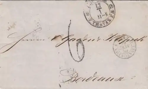 Brief 1859 von Lübeck nach Bordeaux mit Text