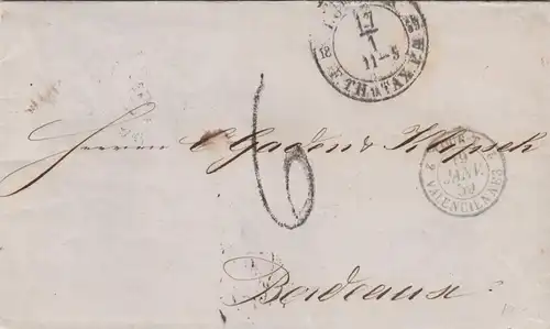 Lettre 1859 de Lubeck à Bordeaux avec texte
