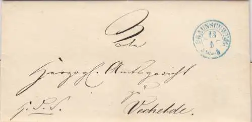 Brief aus Braunschweig nach Vechelde 1853 mit Text