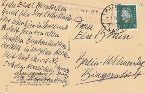 Ansichtskarte 1931 Schönhagen Brodersby nach Berlin