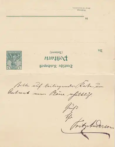 Ganzsache Dresden 1902 mit Antwortkarte