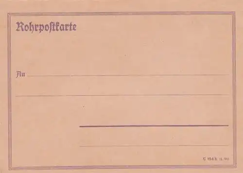 Formulaire carte de courrier tubulaire, non utilisé.