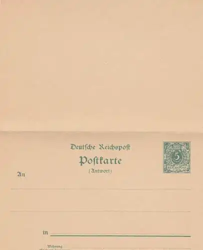 Affaire entière Deutsche Reichspost avec carte de réponse, non utilisée