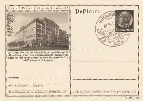 3x Ganzsache Strassburg/Elsass, 1914, 1941
