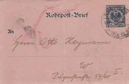 3x Rohrpost-Brief Berlin 1899/1900 Berlin