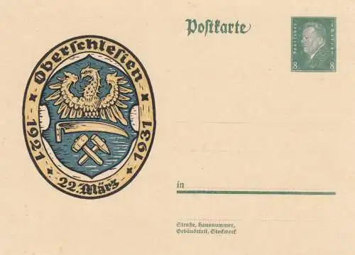 4x Ganzsache, KDF Tagung 1938, Oberschlesien, Goethe, Freiherr vom Stein