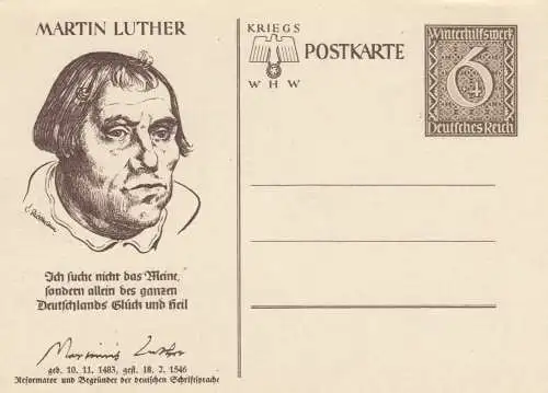 6x verschiedene Ganzsachen, WHW Postkarte, komplett