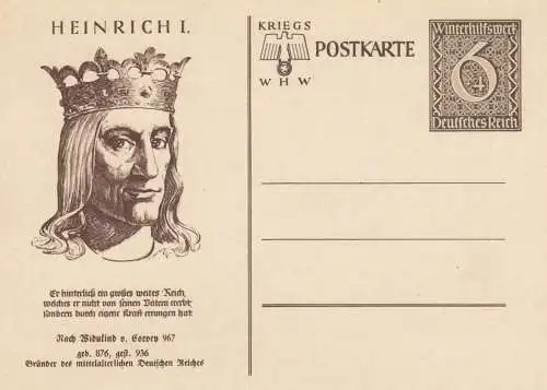 6x verschiedene Ganzsachen, WHW Postkarte, komplett