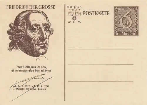 6x verschiedene Ganzsachen, WHW Postkarte, komplett