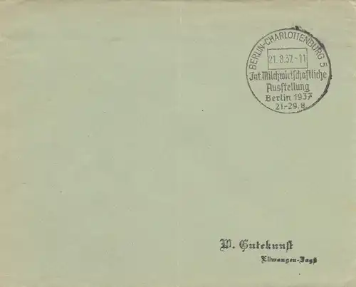 1937: Stamp spécial Berlin: Exposition de l'économie laitière