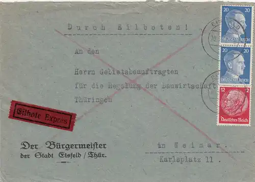 Eilbote Eisfeld nach Weimar 1942