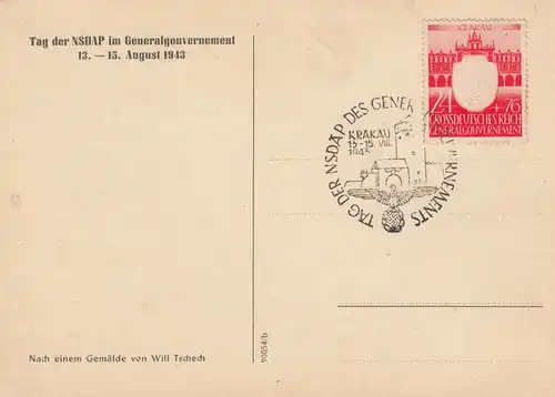 Gouvernement général GG, carte commémorative/carte de propagande Stamp spécial 1943